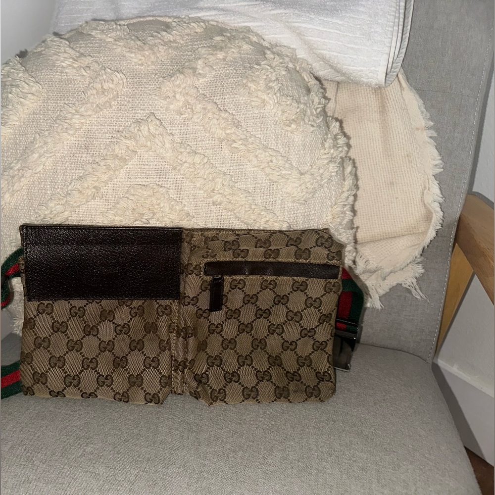 Gucci Brown Leather Monogram Bag